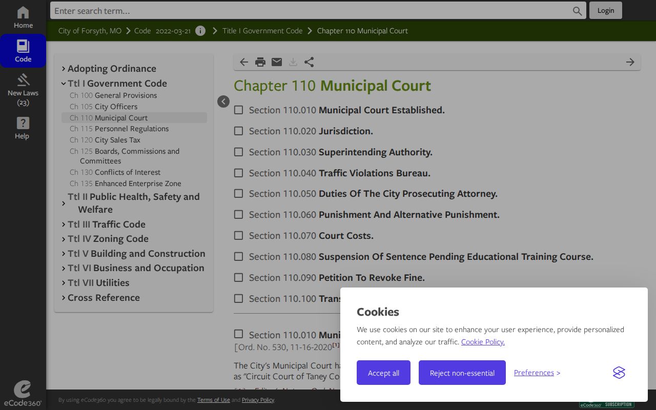 Forsyth court records municipal court code