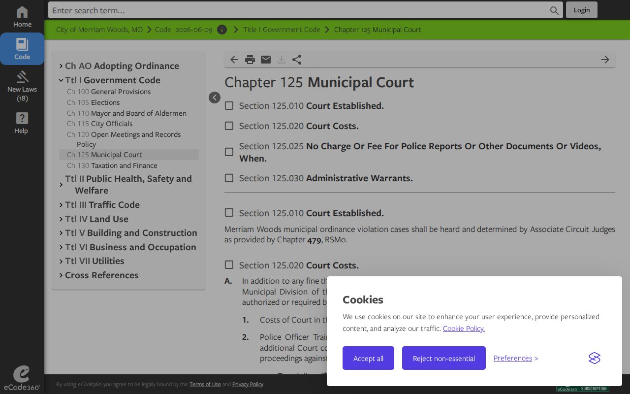 Merriam Woods court records municipal division code