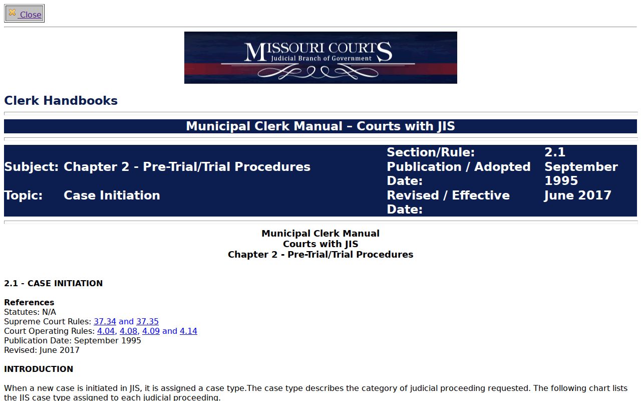 Taney County docket search source showing Missouri municipal case numbering guidance